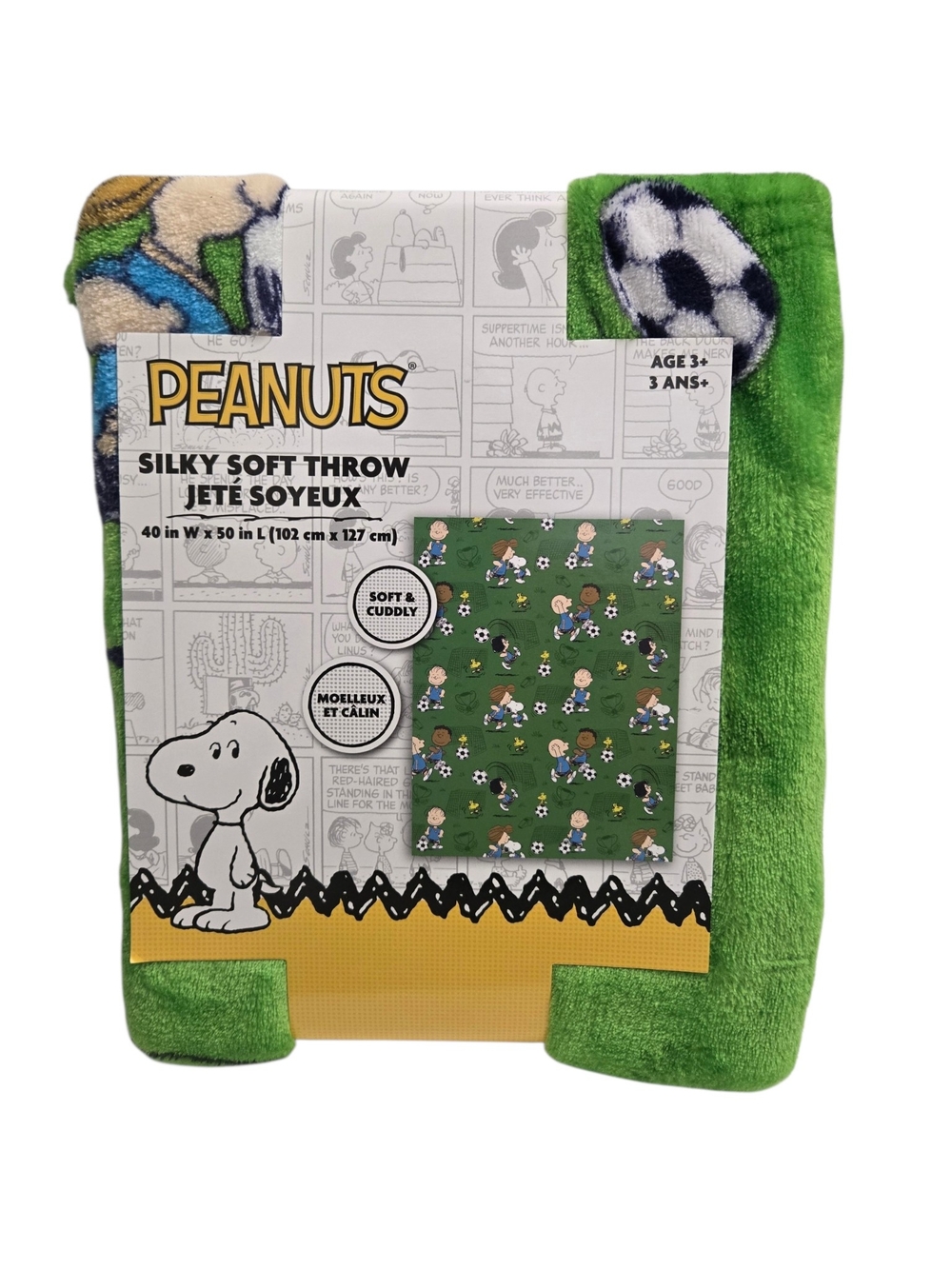 Peanuts Snoopy Soccer Silky Soft Throw Blanket 40x50 Green Plush Gift
